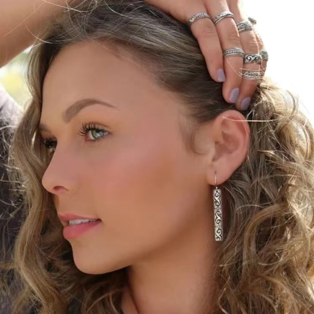 🔅🆕🔅 Boho Textured Bar Pendant Drop Earrings✨